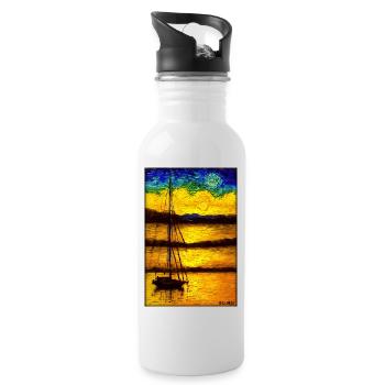 Sunset Sunset Sun Sky Nature Summer - Water bottle with straw - white - Right