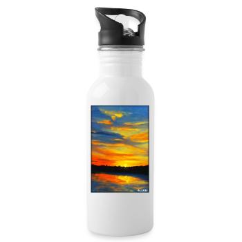 Sunset Sunset Sun Sky Nature Summer - Water bottle with straw - white - Right