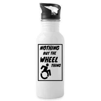 Nichts als die Sache mit dem Rad. Humor im Rollstuhl * - Trinkflasche mit integriertem Trinkhalm - Weiß - Rechts
