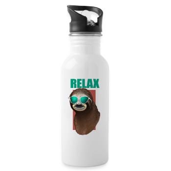 Cool Comic Portrait Sloth sunglasses relax - Water bottle with straw - white - Right