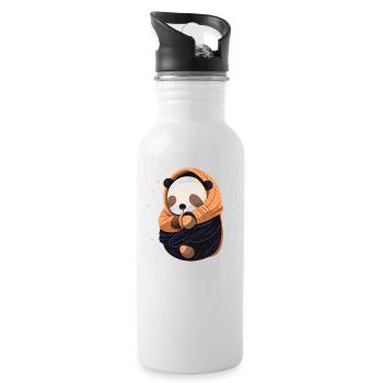 Offizielles Schlafshirt Panda Pandabär Nachtshirt - Trinkflasche mit integriertem Trinkhalm - Weiß - Rechts