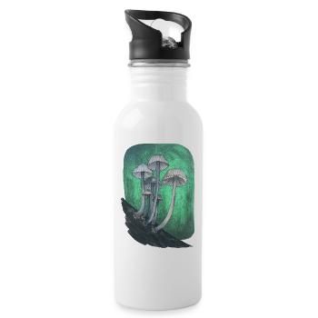 Pilze metallik - Trinkflasche mit integriertem Trinkhalm - Weiß - Rechts