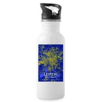 Nachtblaue moderne ästhetische Leipzig Stadtkarte - Trinkflasche mit integriertem Trinkhalm - Weiß - Rechts