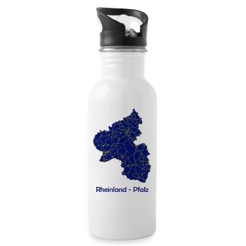Bundeslandkarte Rheinland Pfalz Straßenkarte - Trinkflasche mit integriertem Trinkhalm - Weiß - Rechts