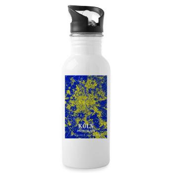 Helle moderne ästhetische Stadtkarte Köln - Trinkflasche mit integriertem Trinkhalm - Weiß - Rechts