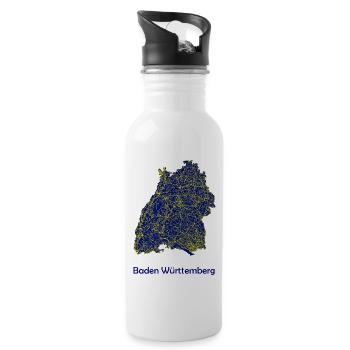Abstrakte Baden Württemberg Straßen Karte - Trinkflasche mit integriertem Trinkhalm - Weiß - Rechts