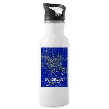 Elegante moderne Nürnberg Stadtkarte Nacht - Trinkflasche mit integriertem Trinkhalm - Weiß - Rechts