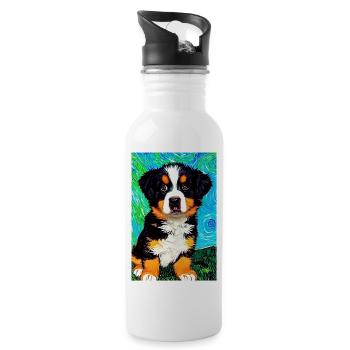 Bouvier Bernois Van Gogh Style | Amoureux des chiens - Gourde avec paille intégrée - blanc - Droite