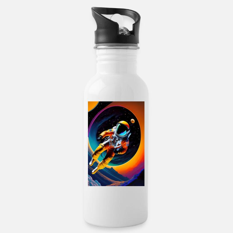 Floating astronaut - Water bottle with straw - white