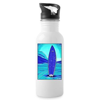 Surfer Surfboard Water Sports Summer Sun Beach - Water bottle with straw - white - Right