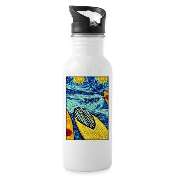 Surfer Surfboard Water Sports Summer Sun Beach - Water bottle with straw - white - Right