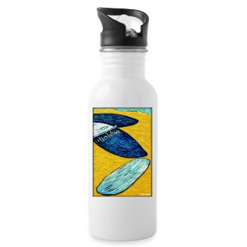 Surfer Surfboard Water Sports Summer Sun Beach - Water bottle with straw - white - Right