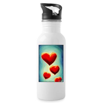 Liebe Herz Valentinstag Liebespaar Romantisch - Trinkflasche mit integriertem Trinkhalm - Weiß - Rechts