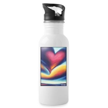 Liebe Herz Valentinstag Liebespaar Romantisch - Trinkflasche mit integriertem Trinkhalm - Weiß - Rechts