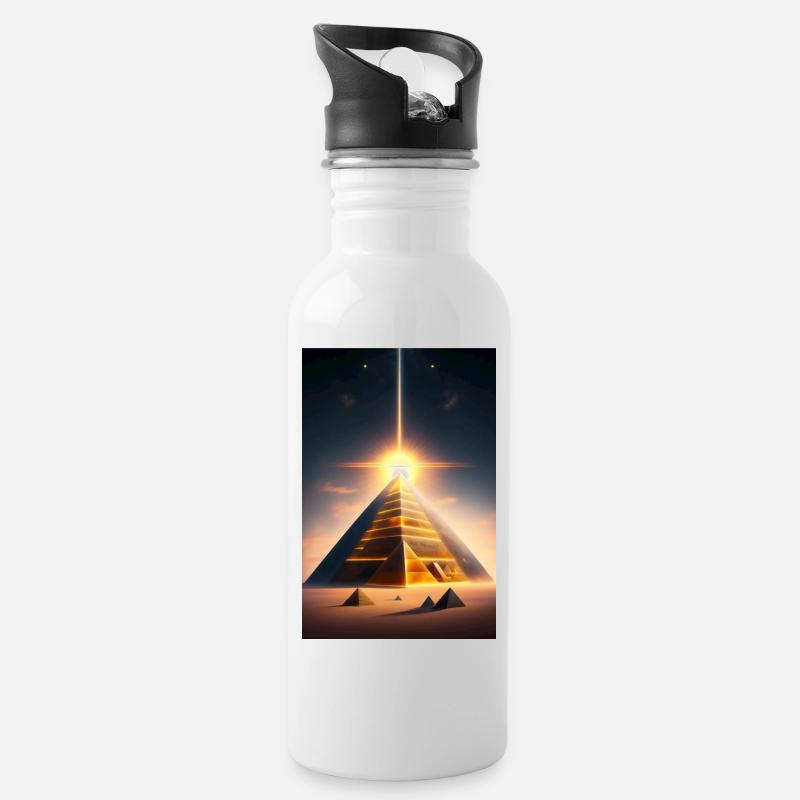 Licht Pyramide - Trinkflasche mit integriertem Trinkhalm - Weiß