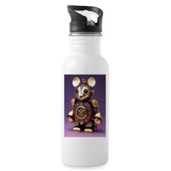 Mignon Clockwork Bébé Kangourou Android - Gourde avec paille intégrée - blanc - Droite