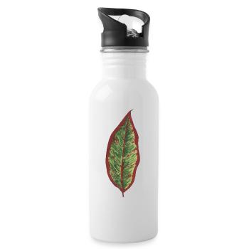 Philodendron leaf plantlover botany plants - Water bottle with straw - white - Right
