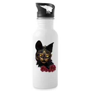 The ancient Egyptian god of cats Bastet - Water bottle with straw - white - Right