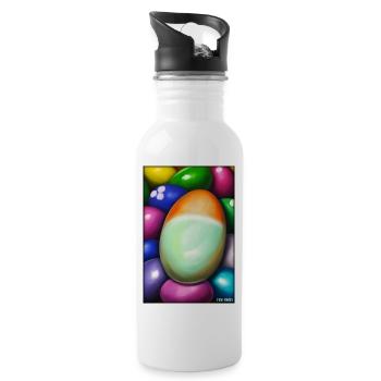 Osterei Ostern Osterfest Bunte Eier Feiertag - Trinkflasche mit integriertem Trinkhalm - Weiß - Rechts