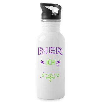 geschenk saufen beruf vergolder hundehalter - Trinkflasche mit integriertem Trinkhalm - Weiß - Rechts