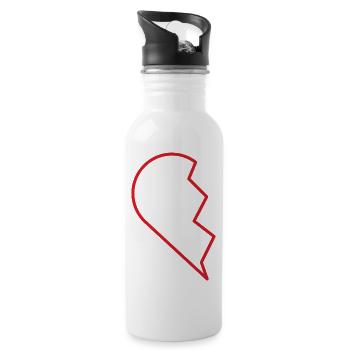 demi-coeur (1/2) - Idée cadeau - Âme sœur - Gourde avec paille intégrée - blanc - Droite