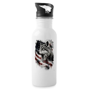 Wolf Design by ART8NS Art on Streetwear S 12of25 - Water bottle with straw - white - Right