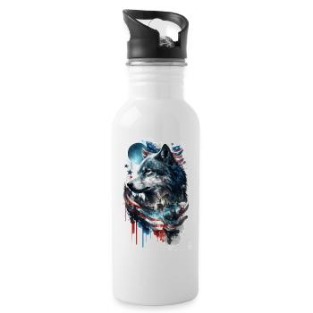 Wolf Design by ART8NS Art on Streetwear S 09of25 - Water bottle with straw - white - Right