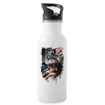 Wolf Design by ART8NS Art on Streetwear S 24of25 - Water bottle with straw - white - Right