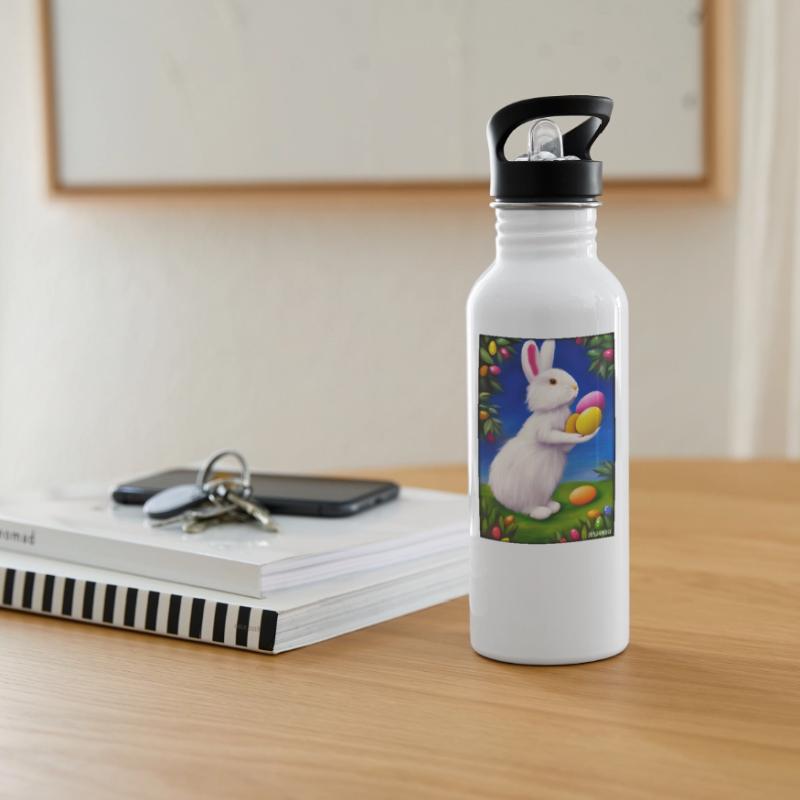 Rabbit Easter Easter Pet Easter Holiday Water bottle with straw