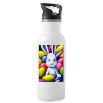 Rabbit Easter Easter Pet Easter Holiday - Water bottle with straw - white - Right