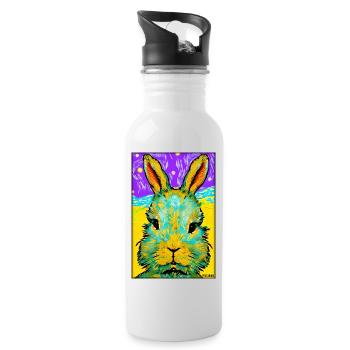 Hase Osterhase Ostern Haustier Osterfest Feiertag - Trinkflasche mit integriertem Trinkhalm - Weiß - Rechts