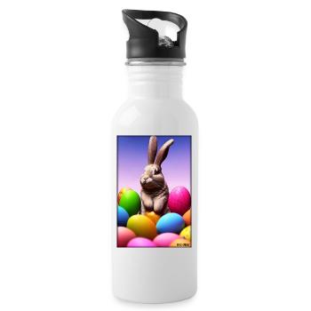 Hase Osterhase Ostern Haustier Osterfest Feiertag - Trinkflasche mit integriertem Trinkhalm - Weiß - Rechts