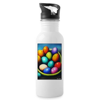 Osterei Ostern Osterfest Bunte Eier Feiertag - Trinkflasche mit integriertem Trinkhalm - Weiß - Rechts