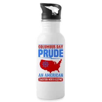 COLUMBUS DAY PRUDE EIN AMERIKANER - Trinkflasche mit integriertem Trinkhalm - Weiß - Rechts
