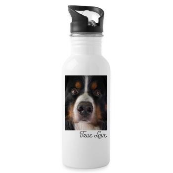 Face Bernese Mountain Dog - Water bottle with straw - white - Right