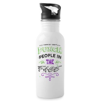 Sayings Cycling Geek Swimming Funny Triathlete - Water bottle with straw - white - Right