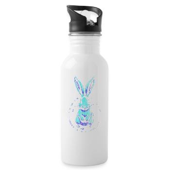 home Blue Art Easter Rabbit - Water bottle with straw - white - Right