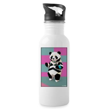 Panda Polygon Wild Panda Bear Wild Zoo Animal - Water bottle with straw - white - Right
