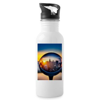 Stadt Kugel - Trinkflasche mit integriertem Trinkhalm - Weiß - Rechts
