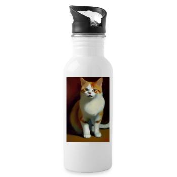 Cat Image - Water bottle with straw - white - Right
