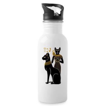 BASTET - Trinkflasche mit integriertem Trinkhalm - Weiß - Rechts