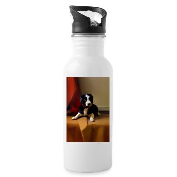 Hunde Bild - Trinkflasche mit integriertem Trinkhalm - Weiß - Rechts