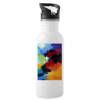 Malerei Muster - Trinkflasche mit integriertem Trinkhalm - Weiß - Rechts