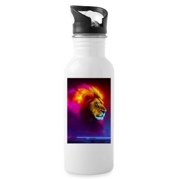 Tête de Lion - Gourde avec paille intégrée - blanc - Droite