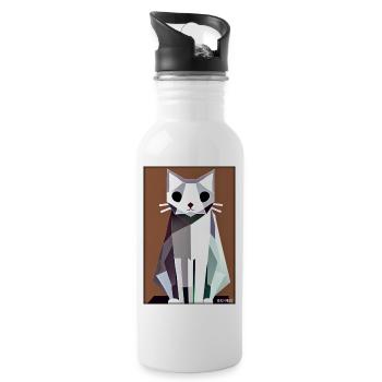 Katze Kater Polygon Tier Stubentiger Haustier - Trinkflasche mit integriertem Trinkhalm - Weiß - Rechts