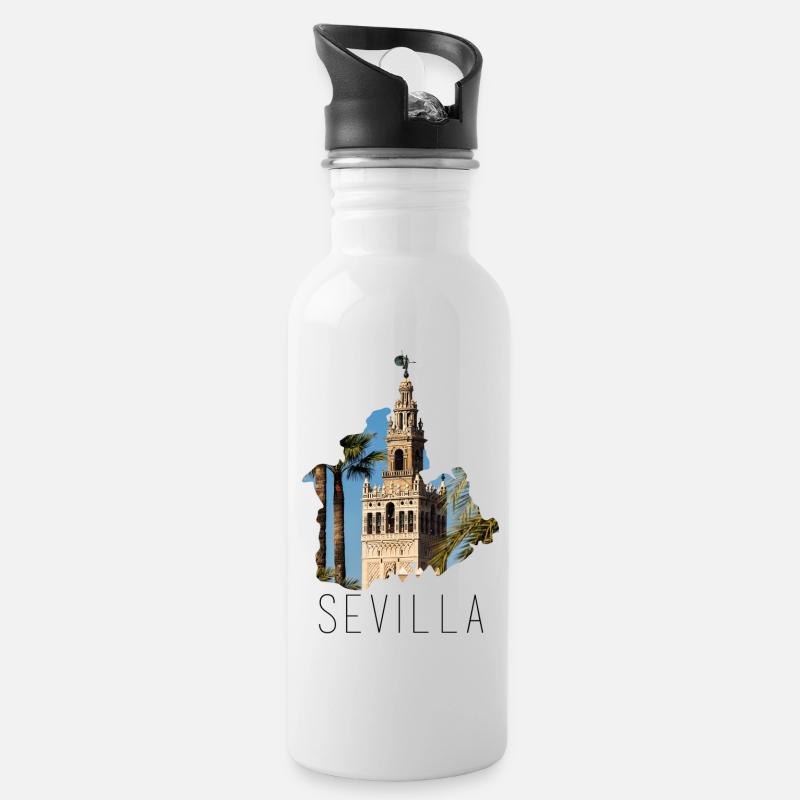 Giralda 2 - Water bottle with straw - white