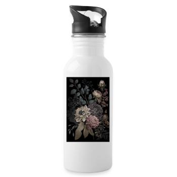 Peinture de fleurs 3 - Gourde avec paille intégrée - blanc - Droite