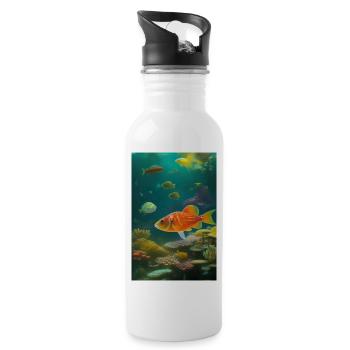 Fish, Aquarium - Water bottle with straw - white - Right