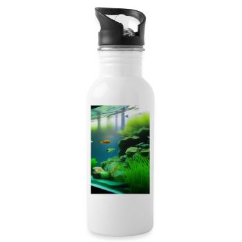 Fish, Aquarium - Water bottle with straw - white - Right