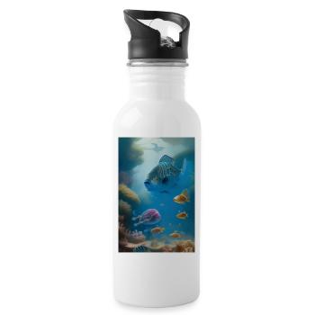 Fish, Aquarium - Water bottle with straw - white - Right